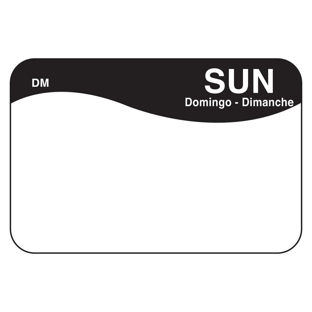 7278 DissolveMark IT110081 Day of The Week Label Sun 1" x 1.5" Black